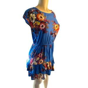 Women L Anthropologie Konrad + Joseph Mandra Blue Floral Dress Ruffled Sundress